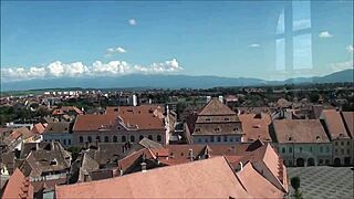 Top view of sibiu romania from european tourist