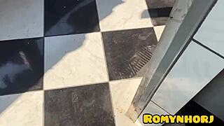 Neighbor Hanging Clothes On The Line, I Masturbate And Cum On Her Skin