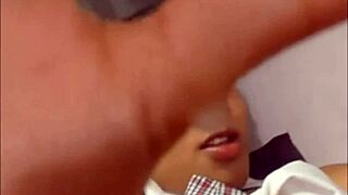 Latina Transsexual Performs Self Cumshot on Webcam