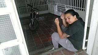 Damn! My Hermanastra Tricks Me into Stairway Sex!