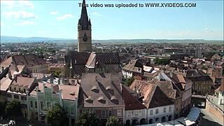 Top view of sibiu romania from european tourist