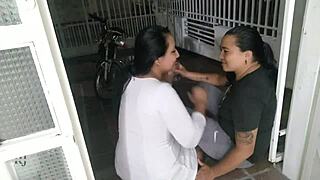 Damn! My Hermanastra Tricks Me into Stairway Sex!