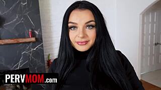 stepmother plans activities with stepson, starting with shaved pussy teasing.