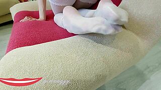 I love showing off my new white stockings while fingering myself.