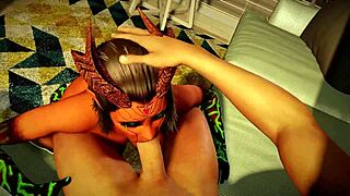 Demon Girl with Toxic Green Eyes Sucks Cock in POV