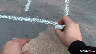 young german teen persuaded for blowjob on playground for cash