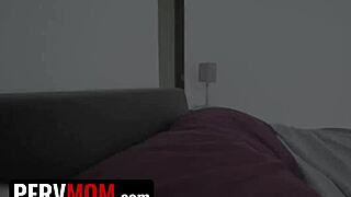 stepmother plans activities with stepson, starting with shaved pussy teasing.