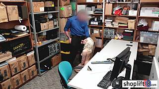 hot blonde teen with small tits gets caught sucking monster cock on hidden cam by bad policeman!