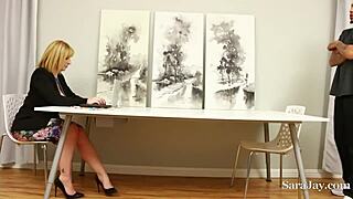 WHOA! BIG BUTT BOSS SARA JAY MILKS EMPLOYEE'S HARD DICK FOR CUM!