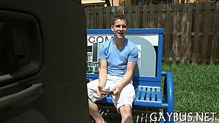 Gay hunk in crossdressing contest gives blowjob to win