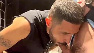 Handjob in the bathroom pool