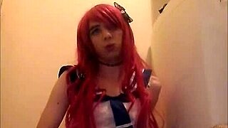 why does this solo redhead trap jerk off and swallow cum at home?