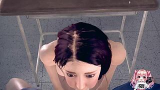 Anime classmates get wild screwing in public classroom