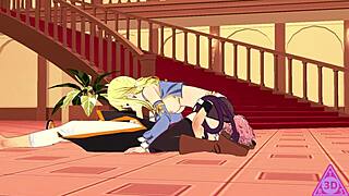 Lucy Natsu from Fairy Tail gets blowjob and cumshot.