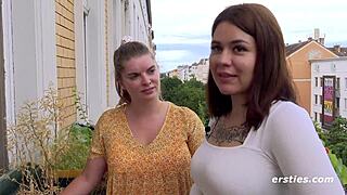 Marina and Natascha's steamy German shower play session