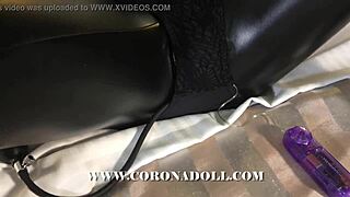 mummified fuck doll in latex catsuit