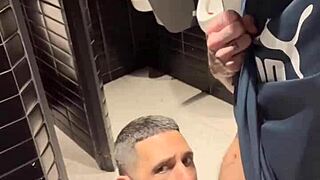 Handjob in the bathroom pool