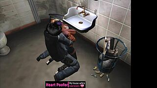 In this cartoon sex story, a character approaches another in an intimate scene filled with passion and desire