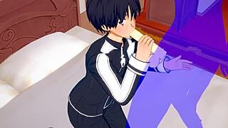 Kirito, want a hot blowjob and bareback creampie in this anime scene?