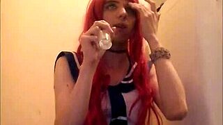 why does this solo redhead trap jerk off and swallow cum at home?