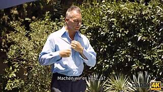 Daddy4K Redhead Girlfriend Cheats with Father-in-Law by Pool