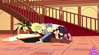 Lucy Natsu from Fairy Tail gets blowjob and cumshot.