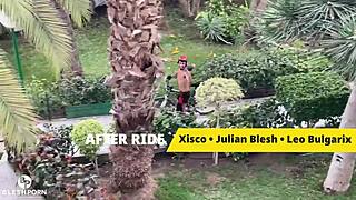 After biking, we hopped on Leo Bulgari and Xisco's big cock for an orgy.