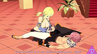 Lucy Natsu from Fairy Tail gets blowjob and cumshot.