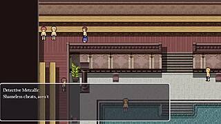 garota de peitos pequenos fica sem camisa perto de varios homens e eles nao percebem.