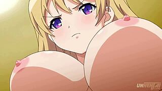 Cute busty teen takes massive creampie in hentai