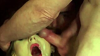 Spicy sex kitten gets jizz on her face and swallows it all! 😈