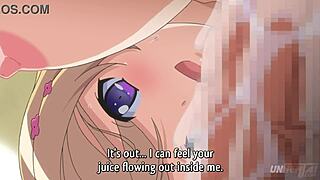 Cute busty teen takes massive creampie in hentai