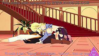 Lucy Natsu from Fairy Tail gets blowjob and cumshot.