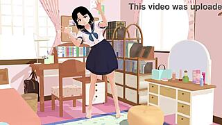 Mia in anime school girl gravure