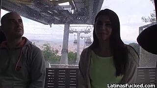 Amateur big tit Italian gets a public hardcore fuck on a cable car