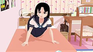 Mia in anime school girl gravure