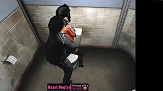 In this cartoon sex story, a character approaches another in an intimate scene filled with passion and desire