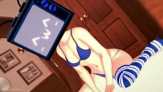 I try not to cum on TV woman but fail.