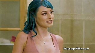 Blue-Haired Masseuse, Handle This Oily Big Dick?