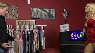 Hot Blonde, Vanessa Cage, Dominates Customer in Store