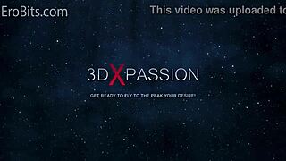 this sci-fi futanari rides and fucks the busty girl in 3d