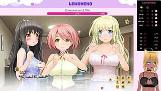 Vtuber lewdneko is playing love cubed part 4 with big tits 😘