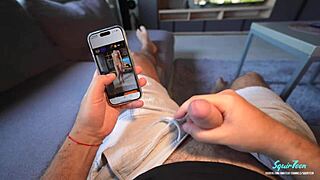 Stepmom Catches Stepson Jerking and Takes Cum on Pussy