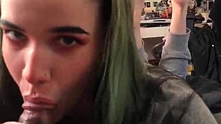 Emo Teen Poses for Sloppy Blowjob