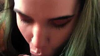 Emo Teen Poses for Sloppy Blowjob