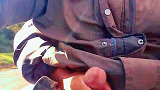 Hotwife Safada Jerks Off on Road Until Cum, Nearly Caught