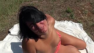 public orgy on the meadow with creampie and rough fucking.