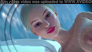 this sci-fi futanari rides and fucks the busty girl in 3d