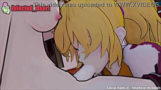 Yang gives a deep blow job to Ruby's big and curved dick