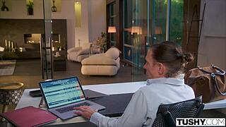 Tushy assistant Liv gapes wide for boss Mick's anal